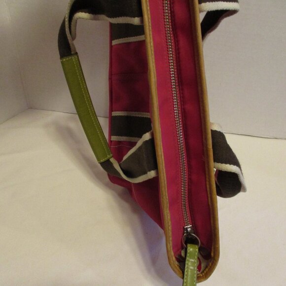 Coach Woman Large Pink Black Yellow Top Zip Pockets Shoulder Purse Bag - Picture 9 of 11